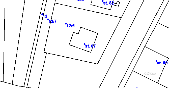 Parcela st. 87 v KÚ Rašovice u Nymburka, Katastrální mapa