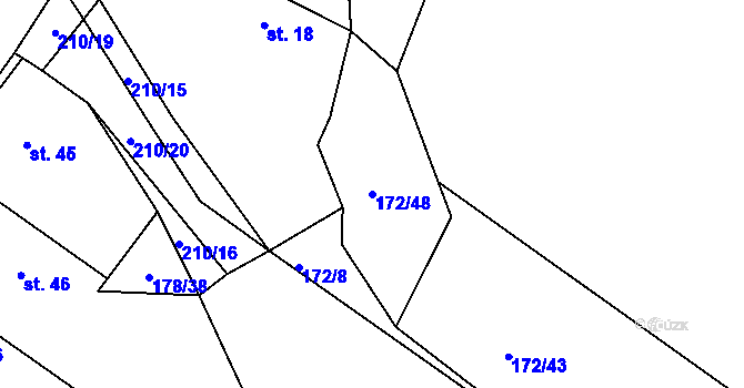 Parcela st. 172/48 v KÚ Rašovice u Nymburka, Katastrální mapa