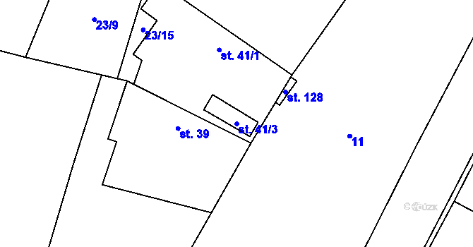 Parcela st. 41/3 v KÚ Rašovice u Nymburka, Katastrální mapa