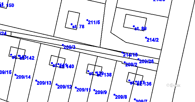 Parcela st. 209/3 v KÚ Rašovice u Týniště nad Orlicí, Katastrální mapa