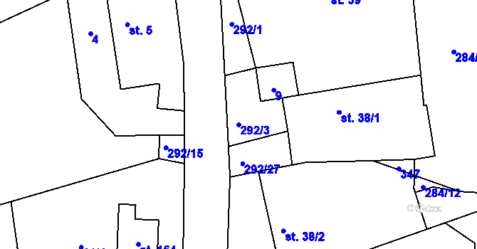 Parcela st. 292/3 v KÚ Rašovice u Týniště nad Orlicí, Katastrální mapa