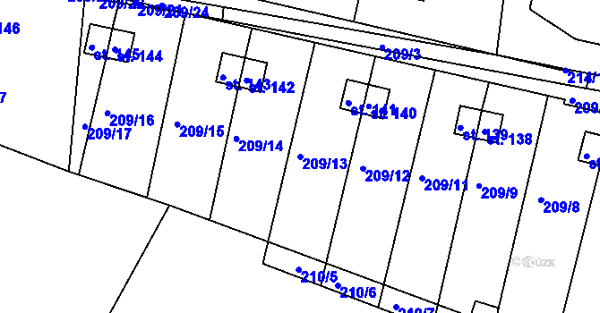 Parcela st. 209/13 v KÚ Rašovice u Týniště nad Orlicí, Katastrální mapa
