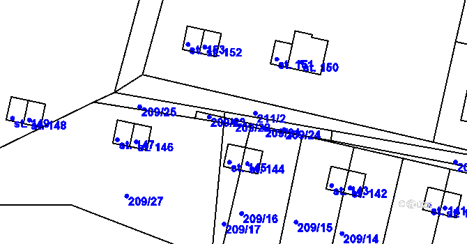 Parcela st. 209/22 v KÚ Rašovice u Týniště nad Orlicí, Katastrální mapa