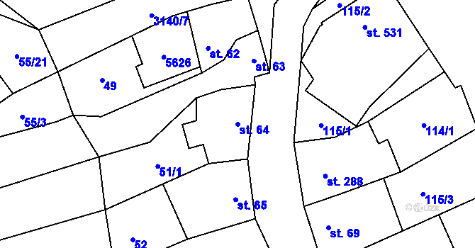 Parcela st. 64 v KÚ Rašovice u Bučovic, Katastrální mapa