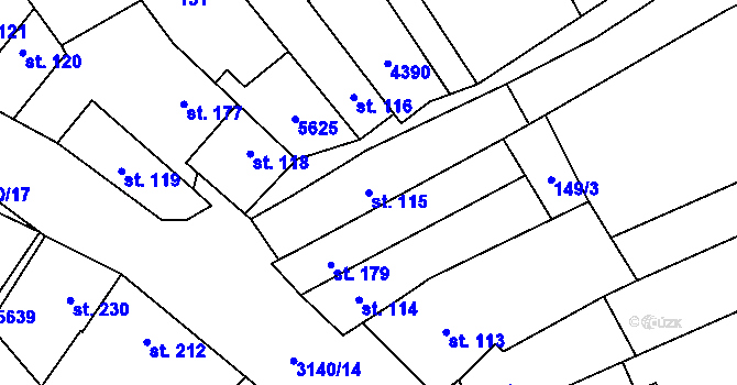 Parcela st. 115 v KÚ Rašovice u Bučovic, Katastrální mapa