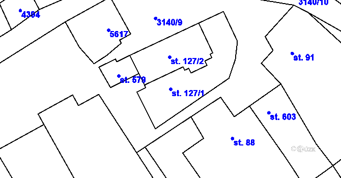 Parcela st. 127/1 v KÚ Rašovice u Bučovic, Katastrální mapa