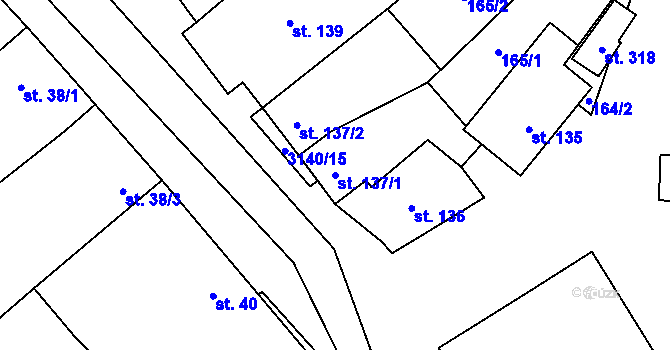 Parcela st. 137/1 v KÚ Rašovice u Bučovic, Katastrální mapa