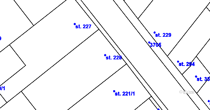 Parcela st. 228 v KÚ Rašovice u Bučovic, Katastrální mapa