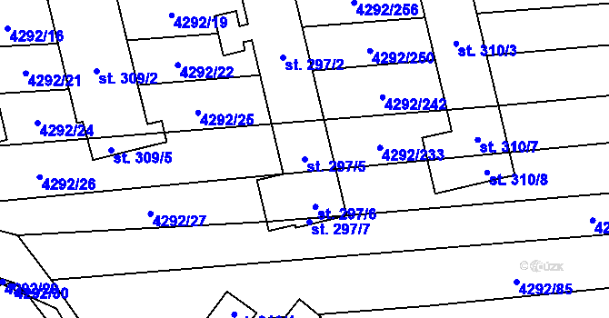 Parcela st. 297/5 v KÚ Rašovice u Bučovic, Katastrální mapa