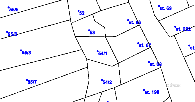 Parcela st. 54/1 v KÚ Rašovice u Bučovic, Katastrální mapa