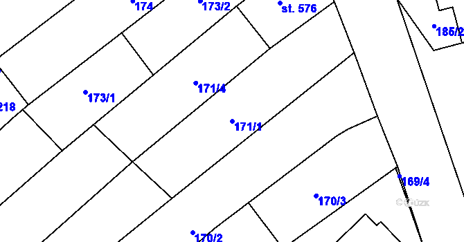 Parcela st. 171/1 v KÚ Rašovice u Bučovic, Katastrální mapa