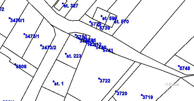 Parcela st. 182 v KÚ Rašovice u Bučovic, Katastrální mapa