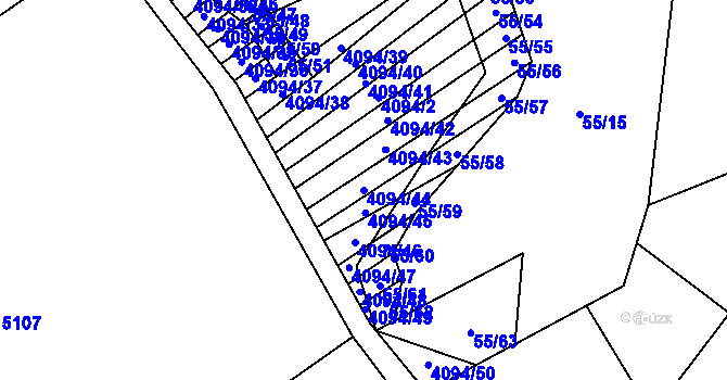 Parcela st. 4094/44 v KÚ Rašovice u Bučovic, Katastrální mapa