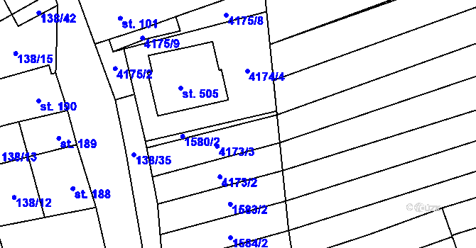 Parcela st. 4174/2 v KÚ Rašovice u Bučovic, Katastrální mapa