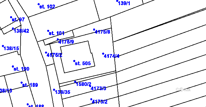 Parcela st. 4174/4 v KÚ Rašovice u Bučovic, Katastrální mapa