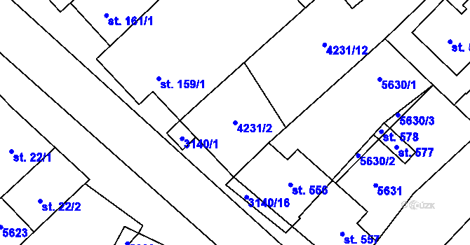 Parcela st. 4231/2 v KÚ Rašovice u Bučovic, Katastrální mapa