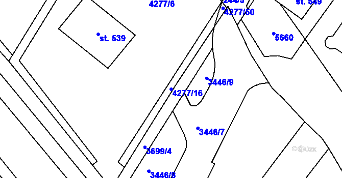 Parcela st. 4277/16 v KÚ Rašovice u Bučovic, Katastrální mapa