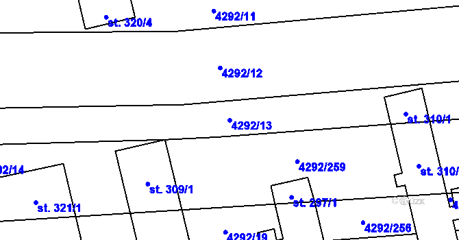 Parcela st. 4292/13 v KÚ Rašovice u Bučovic, Katastrální mapa