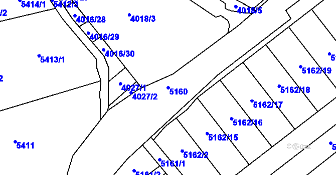 Parcela st. 5160 v KÚ Rašovice u Bučovic, Katastrální mapa