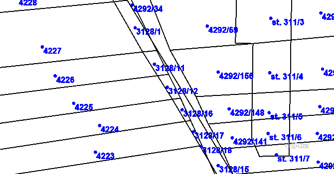 Parcela st. 3128/12 v KÚ Rašovice u Bučovic, Katastrální mapa