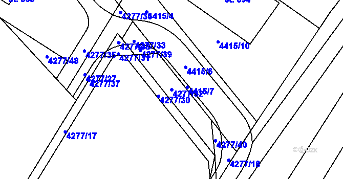 Parcela st. 4277/32 v KÚ Rašovice u Bučovic, Katastrální mapa