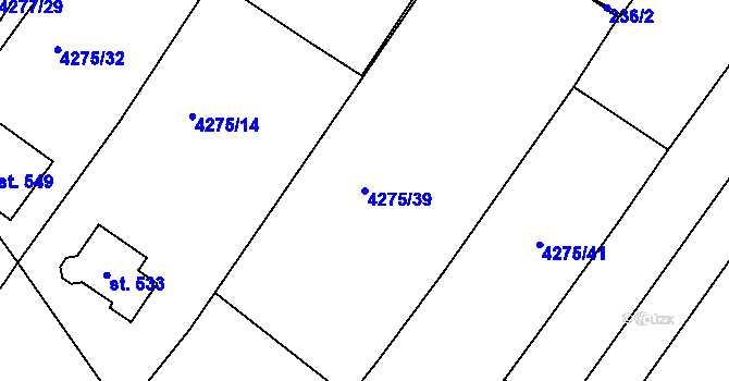 Parcela st. 4275/39 v KÚ Rašovice u Bučovic, Katastrální mapa