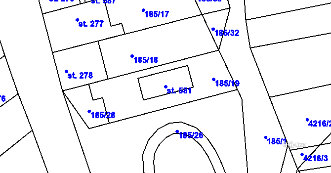 Parcela st. 581 v KÚ Rašovice u Bučovic, Katastrální mapa