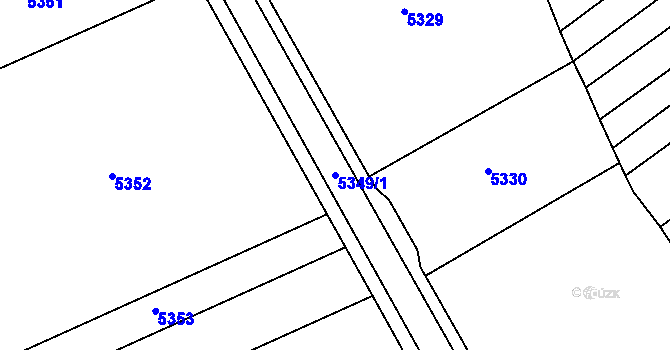 Parcela st. 5349/1 v KÚ Rašovice u Bučovic, Katastrální mapa
