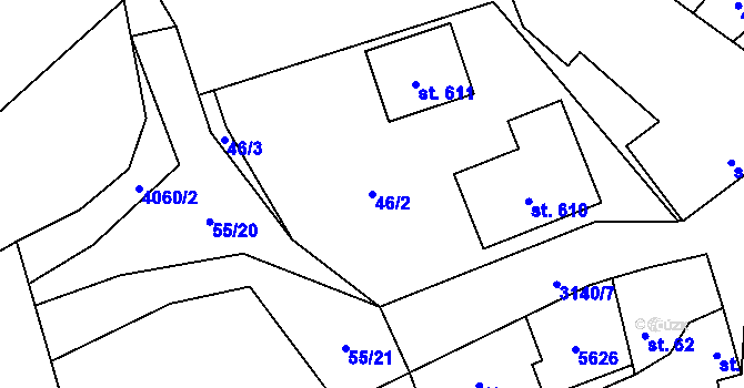 Parcela st. 46/2 v KÚ Rašovice u Bučovic, Katastrální mapa