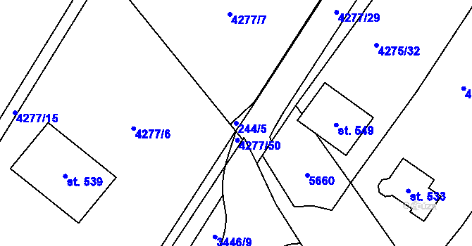 Parcela st. 244/5 v KÚ Rašovice u Bučovic, Katastrální mapa