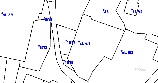 Parcela st. 5/1 v KÚ Rataje u Vlašimi, Katastrální mapa