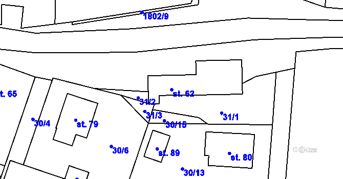 Parcela st. 62 v KÚ Rataje u Vlašimi, Katastrální mapa
