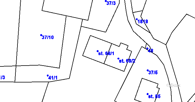 Parcela st. 68/1 v KÚ Rataje u Vlašimi, Katastrální mapa