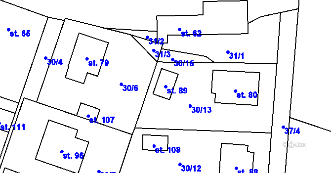 Parcela st. 89 v KÚ Rataje u Vlašimi, Katastrální mapa