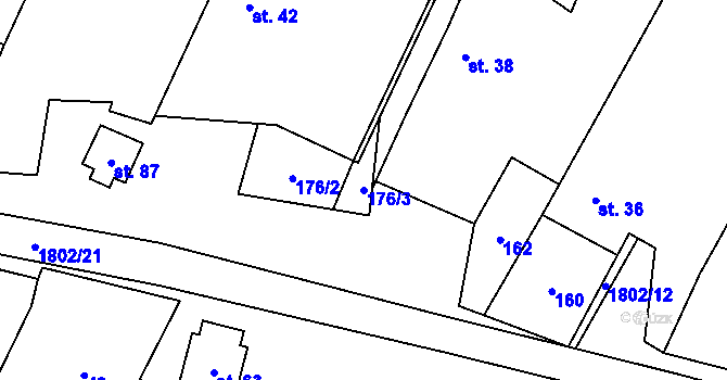 Parcela st. 176/3 v KÚ Rataje u Vlašimi, Katastrální mapa
