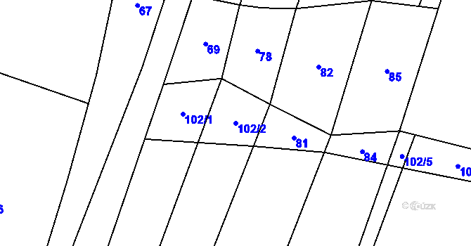 Parcela st. 102/2 v KÚ Rataje u Vlašimi, Katastrální mapa