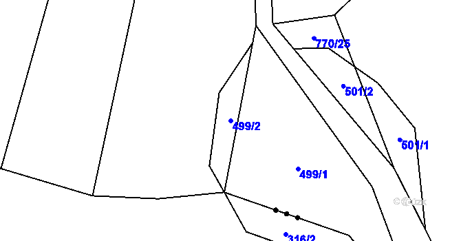 Parcela st. 499/2 v KÚ Rataje u Vlašimi, Katastrální mapa