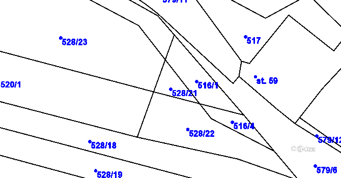 Parcela st. 528/21 v KÚ Rataje u Vlašimi, Katastrální mapa