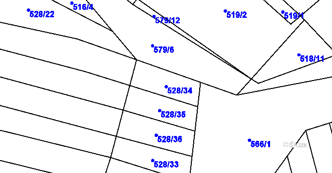 Parcela st. 528/34 v KÚ Rataje u Vlašimi, Katastrální mapa