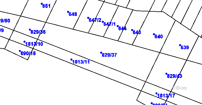 Parcela st. 829/37 v KÚ Rataje u Vlašimi, Katastrální mapa