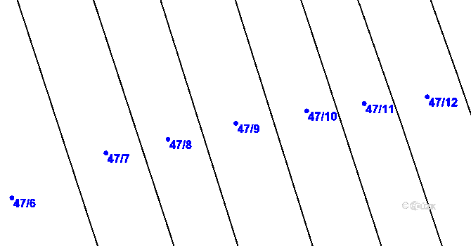 Parcela st. 47/9 v KÚ Haškovcova Lhota, Katastrální mapa