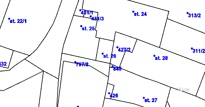 Parcela st. 26 v KÚ Haškovcova Lhota, Katastrální mapa