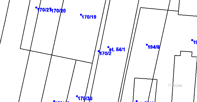 Parcela st. 170/2 v KÚ Haškovcova Lhota, Katastrální mapa