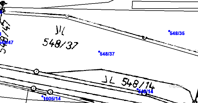 Parcela st. 548/37 v KÚ Rataje u Bechyně, Katastrální mapa