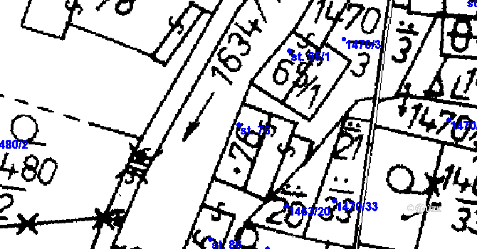 Parcela st. 76 v KÚ Rataje u Bechyně, Katastrální mapa