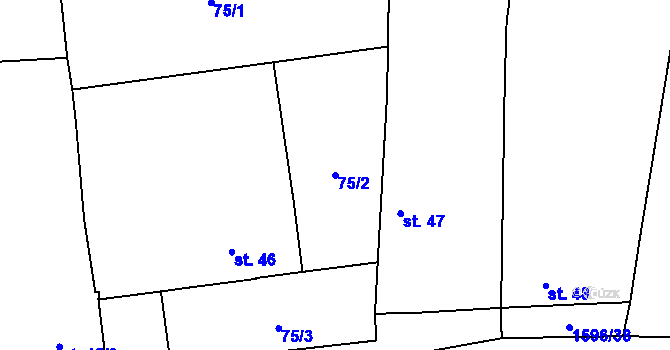 Parcela st. 75/2 v KÚ Rataje u Bechyně, Katastrální mapa