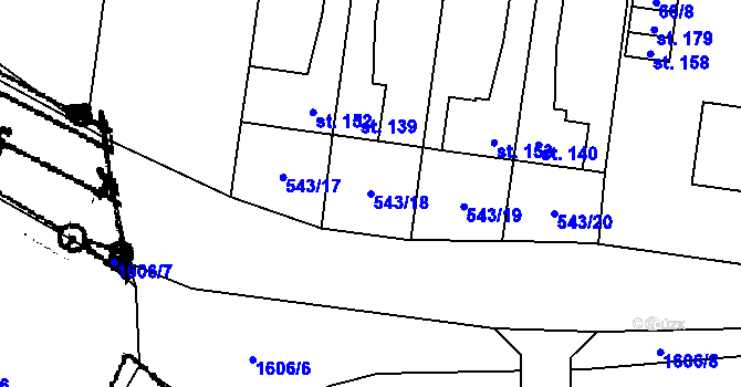 Parcela st. 543/18 v KÚ Rataje u Bechyně, Katastrální mapa