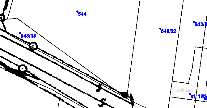 Parcela st. 543/21 v KÚ Rataje u Bechyně, Katastrální mapa