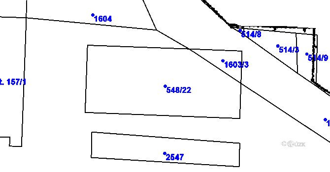 Parcela st. 548/22 v KÚ Rataje u Bechyně, Katastrální mapa