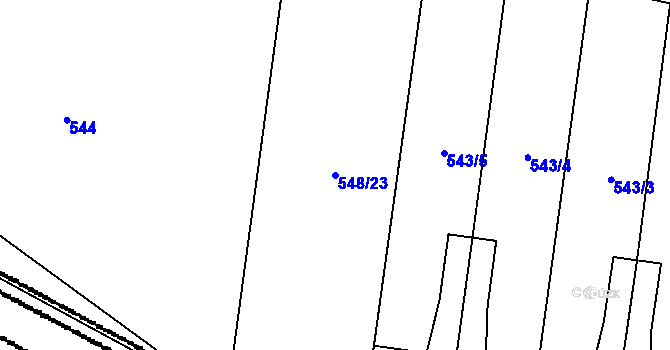 Parcela st. 548/23 v KÚ Rataje u Bechyně, Katastrální mapa